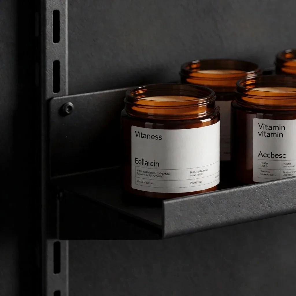 Novapka Botanicals supplement bottles on metal plinth