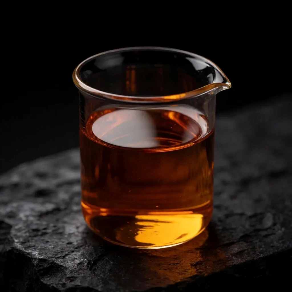 Glass beaker on a matte graphite surface